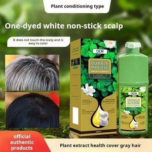 Shampooing Traitant Cheveux Gris aux Herbes Naturelles – Mousse Colorante Noire Demi-Permanente à Action Rapide – Couvre les Cheveux Blancs Instantanément - Product Image 1