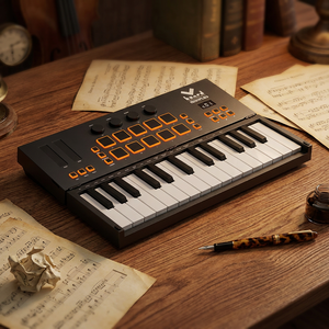 Teclado MIDI Multifuncional Midiplus Band <span class=keywords><strong>Keytar</strong></span> de 25 Teclas Sensibles a la Velocidad con 7 Pads de Percusión RGB y Modo de Arpeggio - Product Image 2