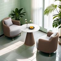 Fauteuil de Salon Moderne et Confortable pour Chambre d'Hôtel, Rembourré en Tissu avec Pieds Métalliques, Meuble Idéal pour Chambre ou Bar à Café