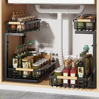 Vente chaude Armoire De Rangement En Métal Efficace Évier Organisateur Rack pour La Maison Cuisine Laque Techniques pour Le Stockage Des Épices Salle De Bains Utilisation