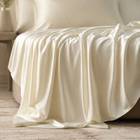 Tissu de literie en Tencel Lyocell de luxe 400TC, couleur crème ivoire, matière soyeuse et lisse, housse de couette textile