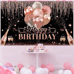 Fondo <span class=keywords><strong>de</strong></span> <span class=keywords><strong>Cumpleaños</strong></span> para Mujeres y Niñas, Negro, Plateado, Oro Rosa, Decoración con Lentejuelas, Fondo para Fotografía <span class=keywords><strong>de</strong></span> Baby Shower - Product Image 2