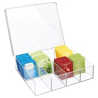 Personnalisé vente en gros fabrication artisanale personnalisée sachet de thé de bonbons en acrylique transparent transparent avec 8 compartiments