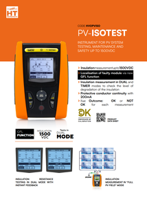 เครื่องทดสอบฉนวนและความต่อเนื่องของแผงโซลาร์เซลล์ HT CN Pv-Isotest 1500V ความแม่นยำสูง IP55 รับประกัน 1 ปี 500W ระบบแก้ไขปัญหา - Product Image 5