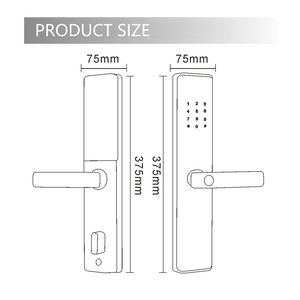 K स्मार्ट लॉक उन्नत कीलेस एंट्री सिस्टम एल्यूमीनियम मिश्र धातु काले डिजिटल दरवाजा हैंडल बायोमेट्रिक फिंगरप्रिंट पहचान घर - Product Image 4