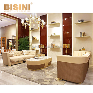 Nuovo Arrivo Italiana Della Moderna di Stile D'oro In Acciaio Inox e Intarsio Ornato Divano In Pelle Set per la Villa - Product Image 2