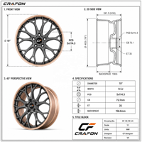 Jantes forgées CF 21 22 pouces 5x114.3 PCD 66.1 CB pour voitures particulières, compatibles avec Li Auto L8 L9, jantes de luxe