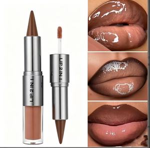 Lápiz Labial y Brillo Labial de Doble Punta Personalizable, Maquillaje Labial 2 en 1 de Larga Duración y Alto Brillo, Venta al Por Mayor Disponible, Cosmético - Product Image 1