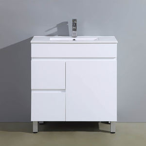 Custom Hides Handles Meuble Salle De Bain Piso PVC 810mm Vaidade Do Banheiro Armário Pavimento Montado Mobília Do Banheiro - Product Image 1