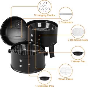 Fumoir BBQ 16 Pouces, Gril Charbon de Bois Extérieur Rond 3 en 1 - Product Image 6