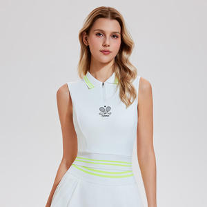 여성용 속건 스포츠 테니스 & 골프 피클볼 웨어 1/2 지퍼 민소매 탱크탑 통기성 야외 테니스 세트 스포츠웨어 - Product Image 6