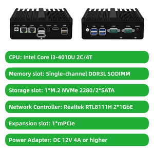 คอมพิวเตอร์อุตสาหกรรมขนาดเล็ก H30S ใช้หน่วยประมวลผล Intel i3-4010u แบบไม่มีพัดลม รองรับ LAN คู่ แสดงผลได้สามจอ พอร์ต COM คู่ สำหรับ IoT Edge Computing - Product Image 2