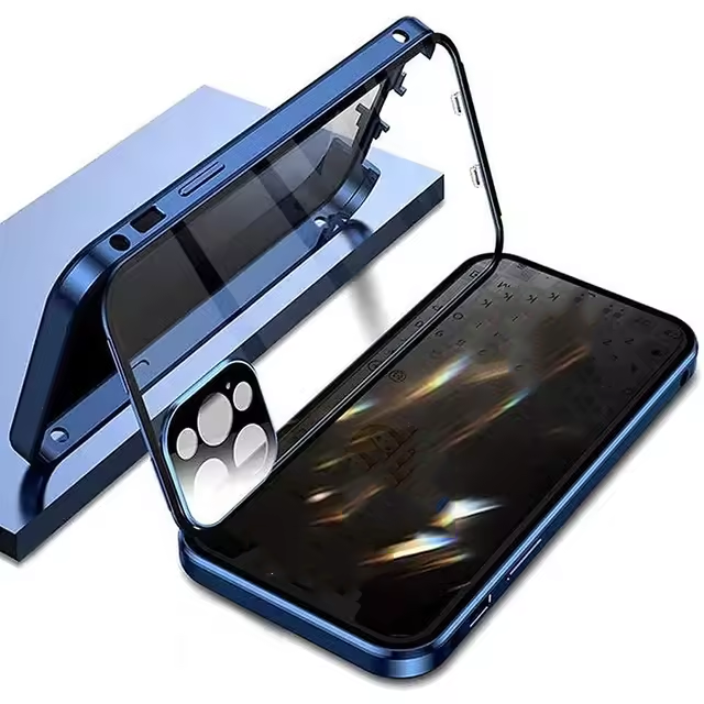 AilesTecca 360 Magnetic Anti Spy Privacy Full Case Glass Lens for iPhone 15 14 13 Pro Max