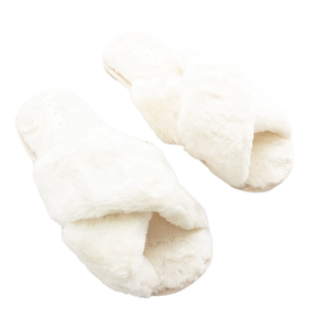 Pantuflas de invierno personalizadas para mujer, de punta abierta, cálidas y afelpadas, con banda cruzada, de espuma viscoelástica, antideslizantes, de piel sintética con textura de calabaza, para el hogar - Product Image 1