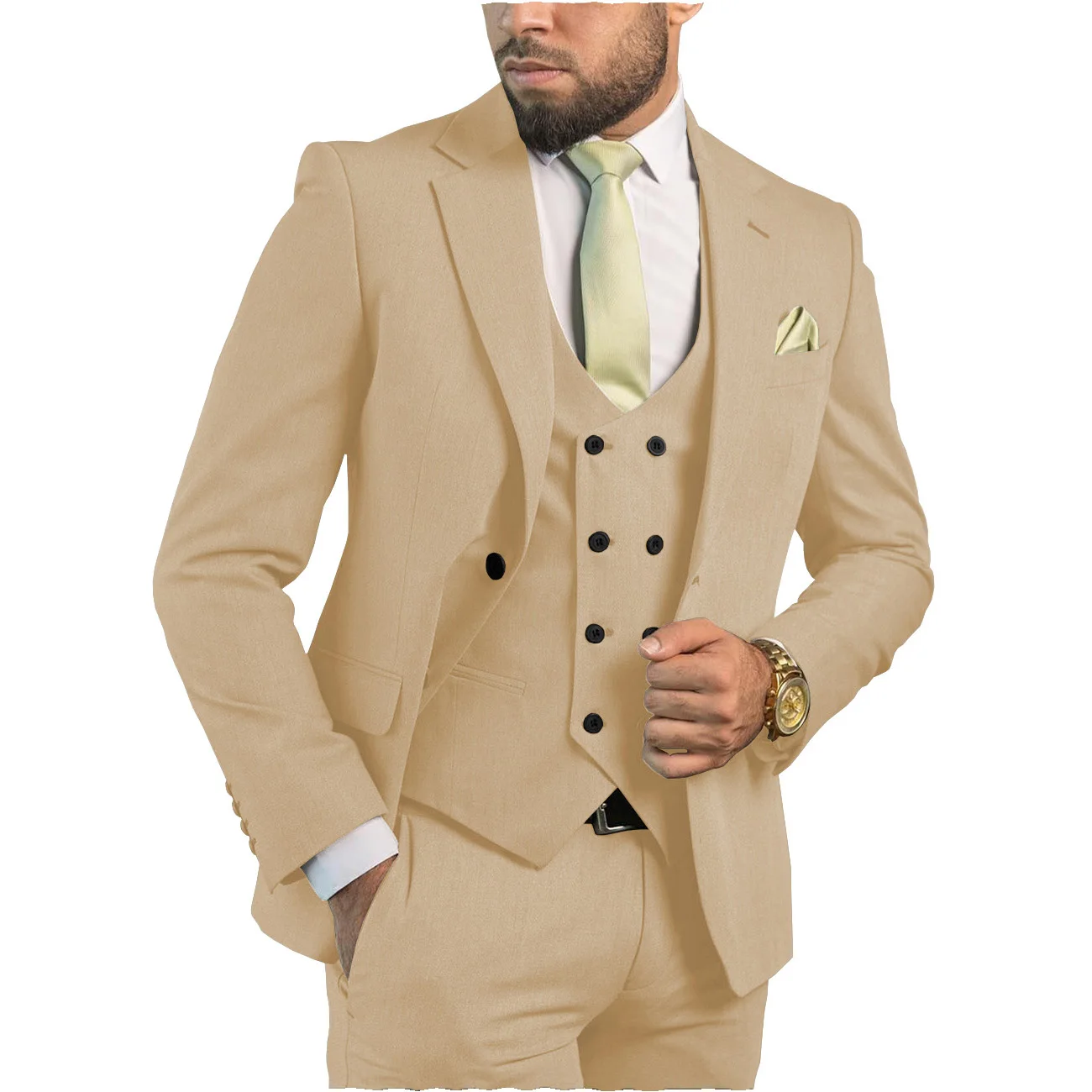 Elegant Beige Men's Suits Perfect for Business Weddings