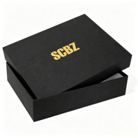 Boîte cadeau pliable en carton noir de luxe avec logo personnalisé, étanche, écologique, fermeture magnétique, poignée, laminage mat