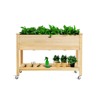 Grandes jardinières surélevées en bois avec roues, bac de plantation, étagère de rangement verrouillable pour jardin, cour, patio, balcon, centre commercial