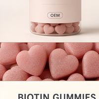 Gommes à la biotine, complément de vitamine B7, forme de cœur, rose, complément alimentaire à mâcher, 60 unités, étiquette privée OEM