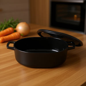 Nori Casserole Dish With Lid Black Oval 3 Qt Baking Dish For Oven Use - Product Image 3