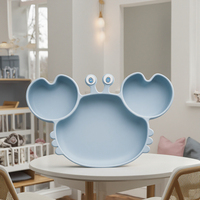 Assiette en silicone durable, sans BPA, écologique, de qualité alimentaire, avec ventouse, bol à coller sur la table, design mignon pour enfants, anime