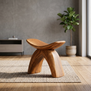 Solid Wood Butterfly Ottoman Sculptural Stool Handcrafted <b>Bench</b> Modern Entryway Bedroom Hotel Furniture Tabletop Installation - Product Image 3