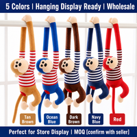 Groothandel Hangende Aap Pluche Speelgoed Lange Arm Knuffeldier Schattig Gestreept Shirt PP Katoen Aangepast Logo EN71 CE CPC OEM ODM