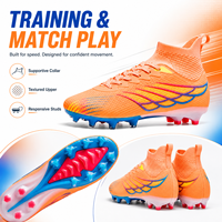 Chaussures de football à crampons hauts FG prêtes à être expédiées, en stock, chaussures d'entraînement pour jeunes hommes et femmes, EU 32-46