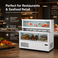 Lemari Pendingin Display Ikan Hidup, Udang, Kepiting, Multi-Layer Komersial, Stainless Steel, dengan Filtrasi Independen