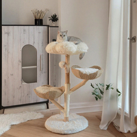 Arbre à chat de Style moderne de luxe bambou naturel rotin Sisal durable chat griffoir feuille de palmier armure chat maison fleur bois