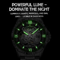 Montre mécanique pour homme en alliage, 46 mm, montre de business, étanche 3 BAR, aiguilles lumineuses, montre en acier inoxydable pour homme, montre de luxe
