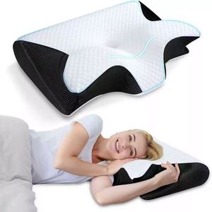 Oreiller papillon en mousse à mémoire de forme pour le cou, réglable, pour le lit, soulagement de la douleur cervicale - Product Image 2