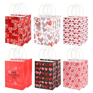 Custom Logo Printed Christmas <b>Pattern</b> Brown Kraft Long Reinforced Handles Xmas Holiday Gift Packaging <b>Paper</b> Bags - Product Image 1