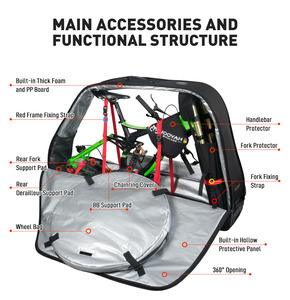 Sac <span class=keywords><strong>de</strong></span> transport pour vélo NOOYAH, sac <span class=keywords><strong>de</strong></span> voyage optimisé pour transporter des VTT en toute sécurité et confortablement avec 6 roues universelles - Product Image 3