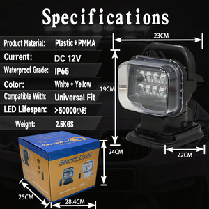 Projecteur <span class=keywords><strong>LED</strong></span> sans fil 12V avec télécommande, 360° °   Projecteur rotatif, lampe de travail portable tout-terrain et marine - Product Image 3