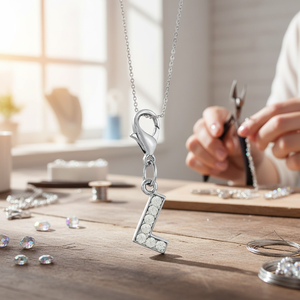 Ciondolo a forma di lettera L in cristallo con strass trasparenti per la creazione di gioielli - Product Image 3
