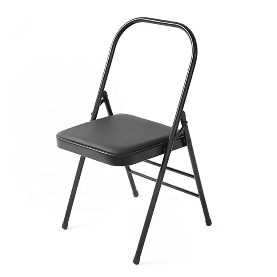 Стул для йоги с открытой спиной, стандартный реквизит для тренировок, стул для йоги, вспомогательный инструмент, складной стул из стальной трубы с подкладкой для йоги, медитации