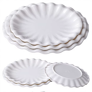 <span class=keywords><strong>Assiette</strong></span> à <span class=keywords><strong>salade</strong></span> en mélamine incassable de 8 pouces avec bord fleuri pour la restauration en gros - Product Image 1