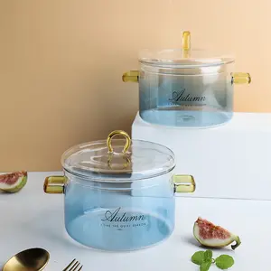 Nồi Nấu Thủy Tinh Màu Borosilicate Cao Chịu Nhiệt 1500, 850Ml Dung Tích Lớn Súp Sữa Nồi Đồ Dùng Nhà Bếp