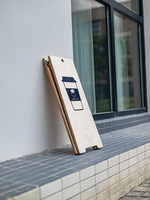 Support de présentation publicitaire en A, sur pied, personnalisé, pliable, en bois, avec graphique de tasse de café, pour extérieur, vertical, en panneau marin, double face