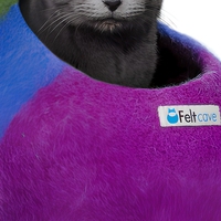 Niche pour chat en laine écologique rayée, taille personnalisable, lavable à la main, rembourrage non amovible