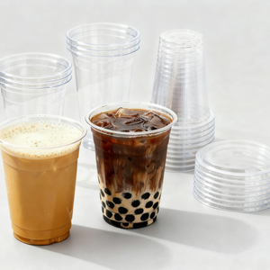 Vente en gros de gobelets en plastique PET transparents de 12 oz avec logo personnalisé, <span class=keywords><strong>fond</strong></span> rond de 98 mm de diamètre, avec couvercle, pour les magasins de boissons, les jus à emporter - Product Image 3