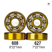 Roulements à billes en acier métallique à gorge profonde 608 627 pour patins à roulettes quad en ligne, avec revêtement en titane doré de haute précision