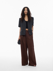 Boutique <span class=keywords><strong>pantaloni</strong></span> da donna a vita alta di alta qualità vendita calda <span class=keywords><strong>lino</strong></span> su misura marrone gamba larga a vita alta con cintura da donna <span class=keywords><strong>pantaloni</strong></span> di <span class=keywords><strong>lino</strong></span> - Product Image 3