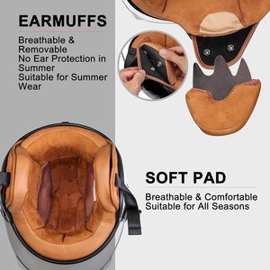 Casco Moto Aperto per Adulti, <span class=keywords><strong>Caschi</strong></span> Mezza Faccia per Uomo e Donna, Casco Retro 3/4 Stile <span class=keywords><strong>Vespa</strong></span> - Product Image 5