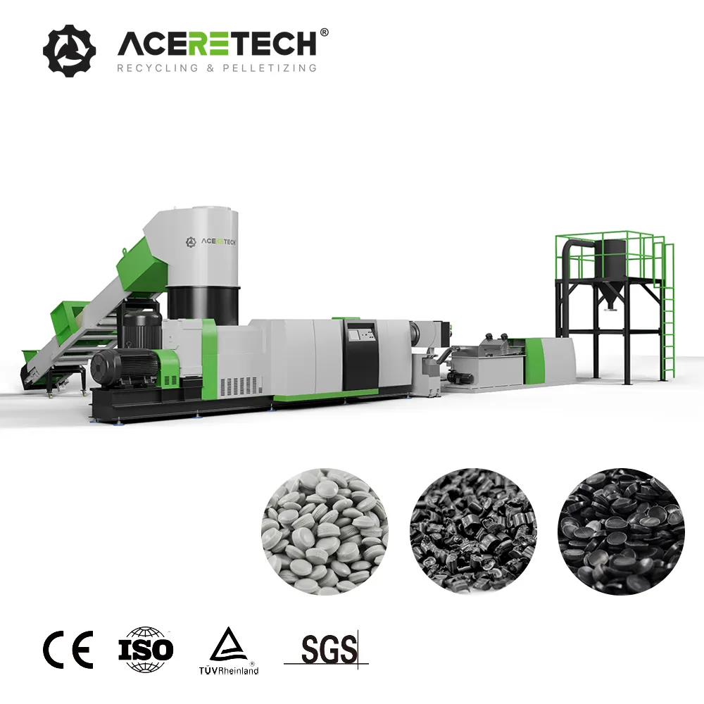 Línea de producción de peletización de reciclaje de bolsas de LDPE/HDPE de plástico residual de alta productividad 160/