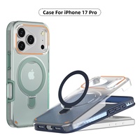 Étui de téléphone de luxe en TPU+PC avec anneau magnétique pliable, double couche antichoc pour 17 16 15 14 Pro Max