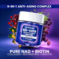 Gummies NAD Resvératrol, compléments NAD pour femmes et hommes, collagène, biotine, antioxydant, régénération cellulaire, énergie