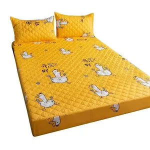 new design 100% polyester fabric printed design mattress cover bed cover fitted sheet with packing can machine wash