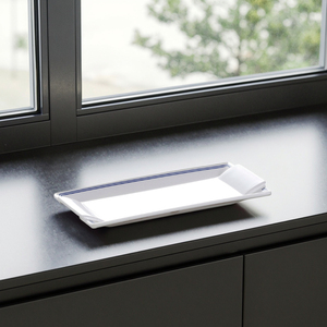 Thiết Kế Thanh Lịch <span class=keywords><strong>9.5</strong></span> Inch Hình Chữ Nhật Sáng Tạo Nhà Hàng Khách Sạn Phục Vụ Tấm Với Blue Rim - Product Image 3