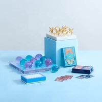 Jeu de Tic Tac Toe Judaica de luxe moderne en Lucite avec billes colorées